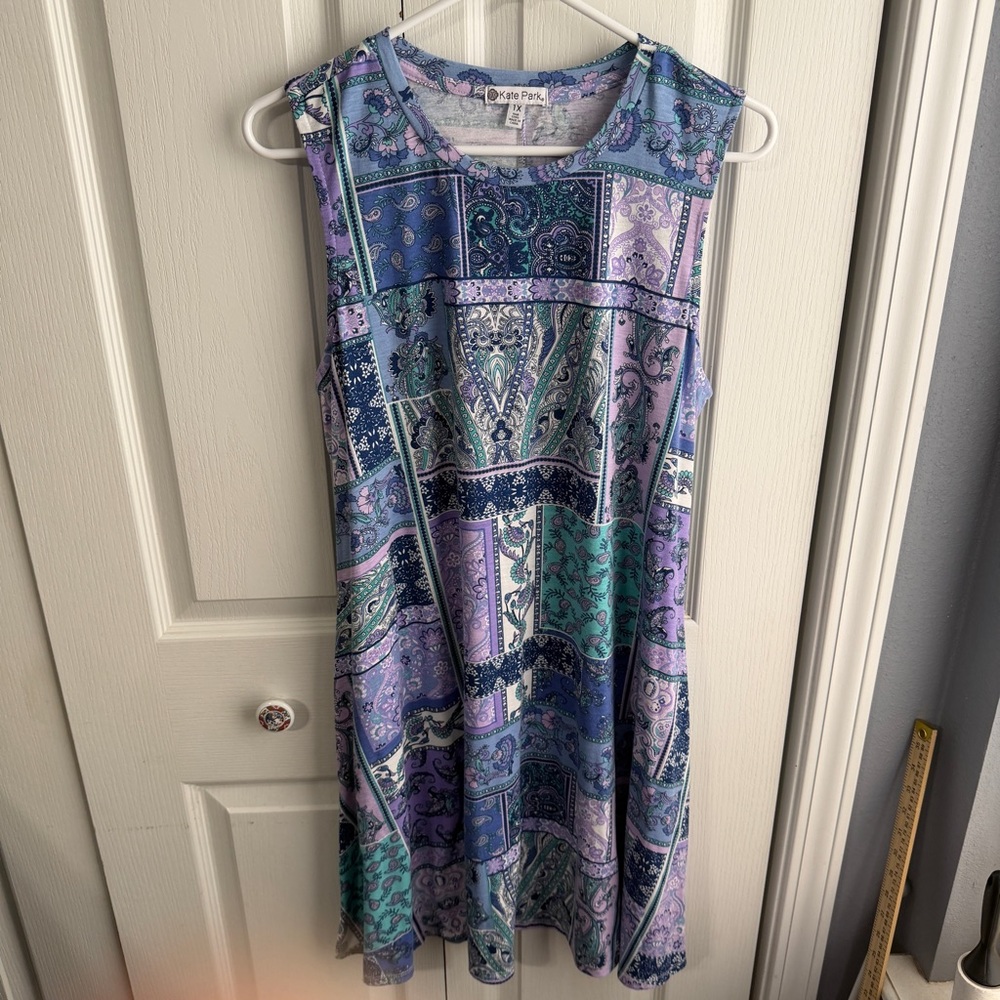 Kate Park multicolor paisley patchwork‎ tank dress size 1X